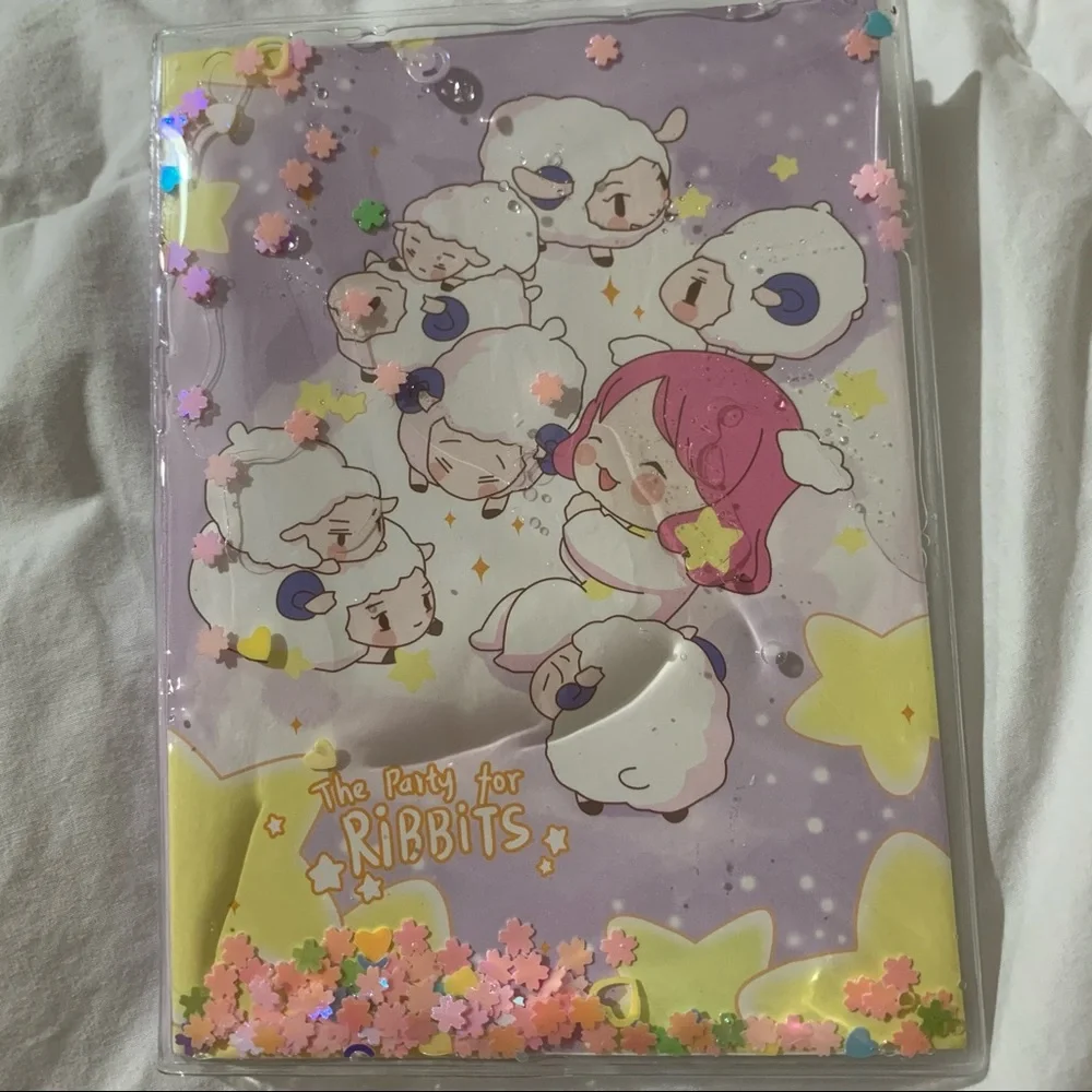 Purple Sheep Design Small Notebook with Water Gel Front Cover with Sequins